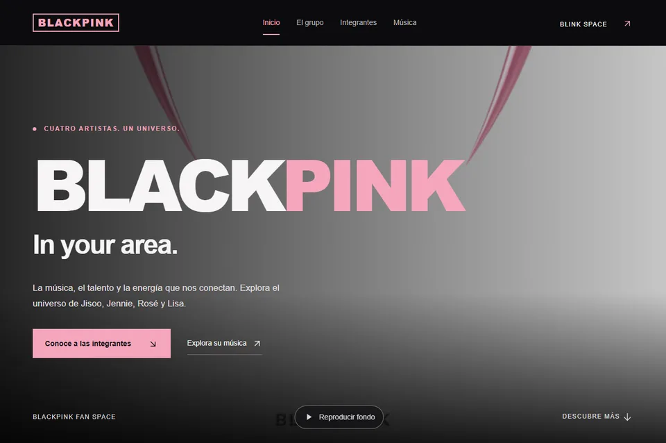 Vista real del sitio BLACKPINK Fan Project